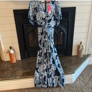 Lilly Pulitzer NWT Wisteria Maxi Dress Bouquet All Day Low Tide Navy Size 2